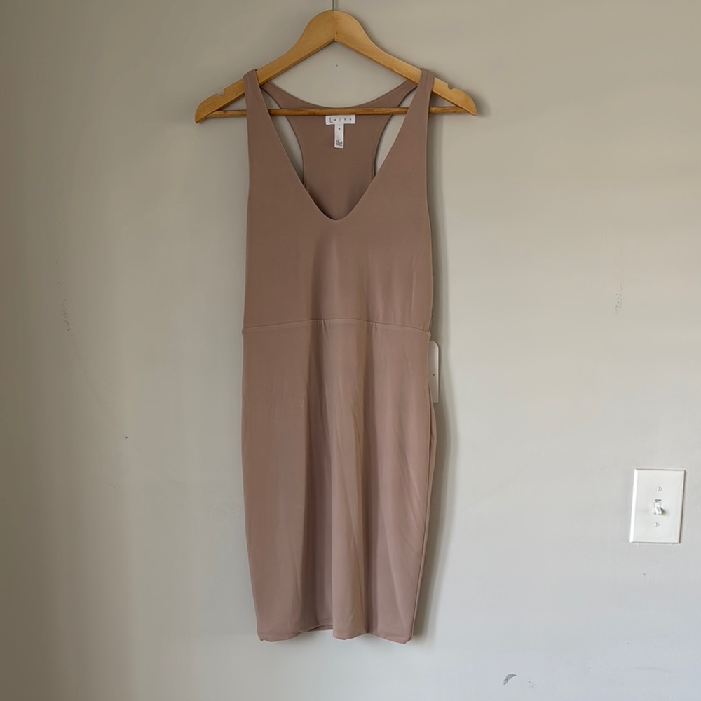 Elegant Tan Sleeveless Dress